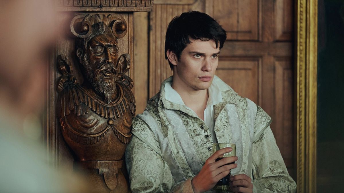 Nicholas Galitzine staring dramatically in 'Mary & George'