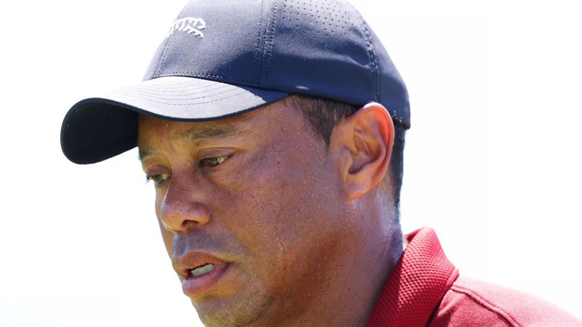 Tiger Woods of the United States walks off the 18th green after finishing his round during the final round of the 2024 Masters Tournament at Augusta National Golf Club on April 14, 2024 in Augusta, Georgia.