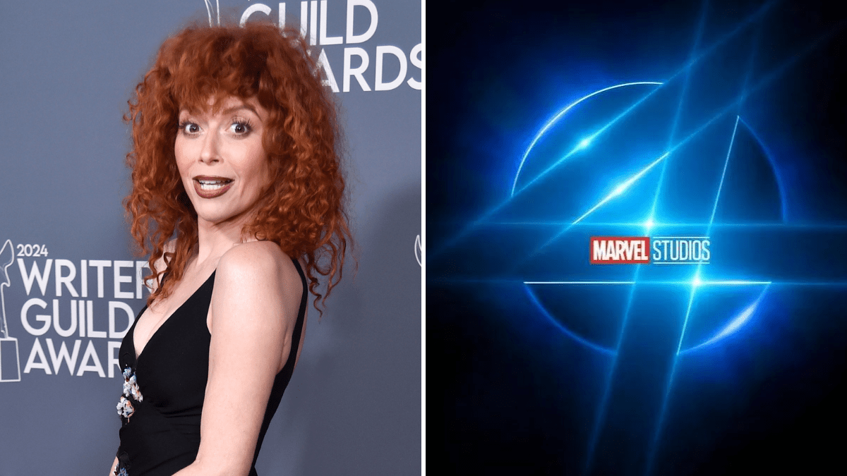 Natasha Lyonne next to the logo for Marvel's 'Fantastic Four'