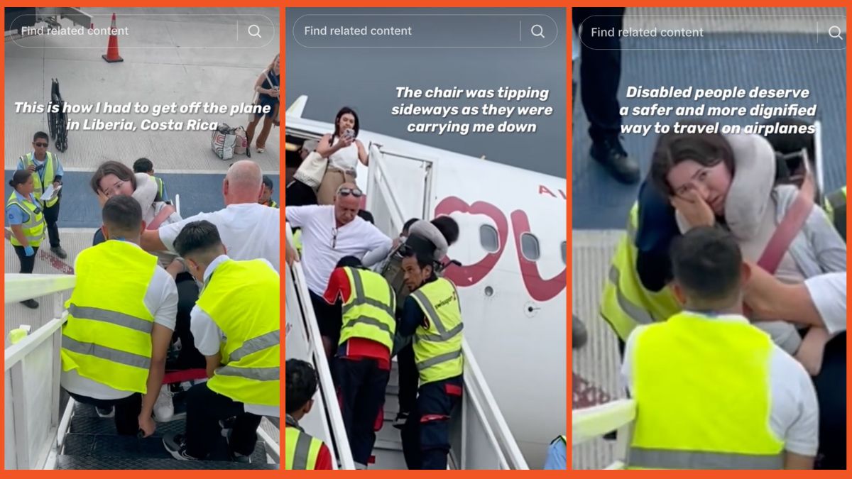 Wheelchair user disembarking flight