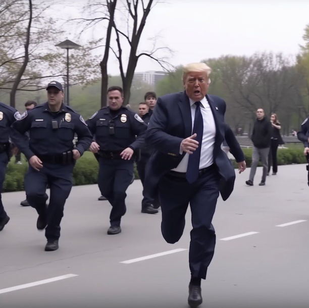 Trump running away from authorities to escape prison