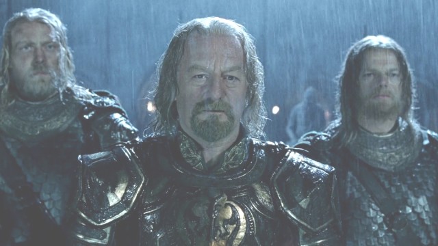 Bernard Hill as King Theoden in the Battle of Helm's Deep from The Lord of the Rings
