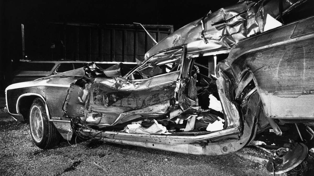 The remains of the car in which the wife and daughter of Delaware's U.S. Senator-elect Joseph R. Biden Junior were killed.