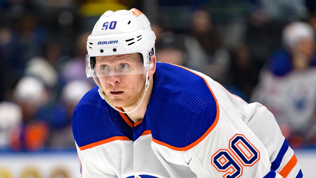 Corey Perry on the hockey court, in uniform.