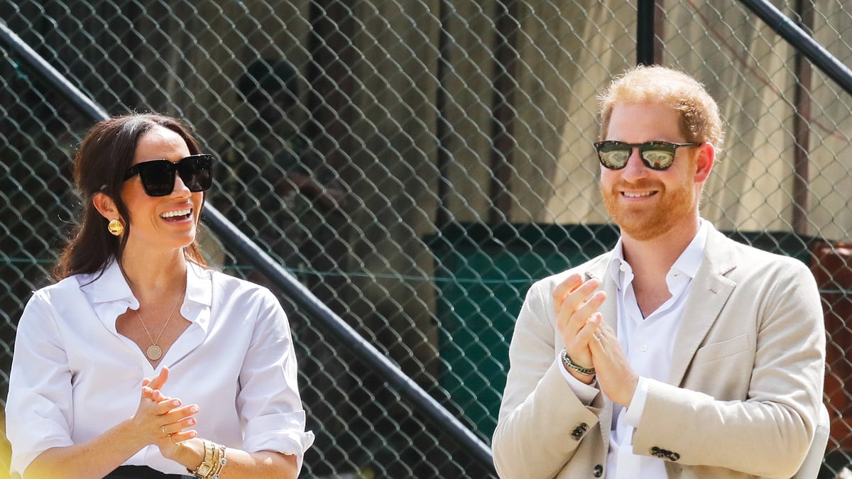 Prince Harry, Duke of Sussex and Meghan, Duchess of Sussex visit Giants of Africa at Ilupeju Senior Grammar School on May 12, 2024 in Lagos, Nigeria.