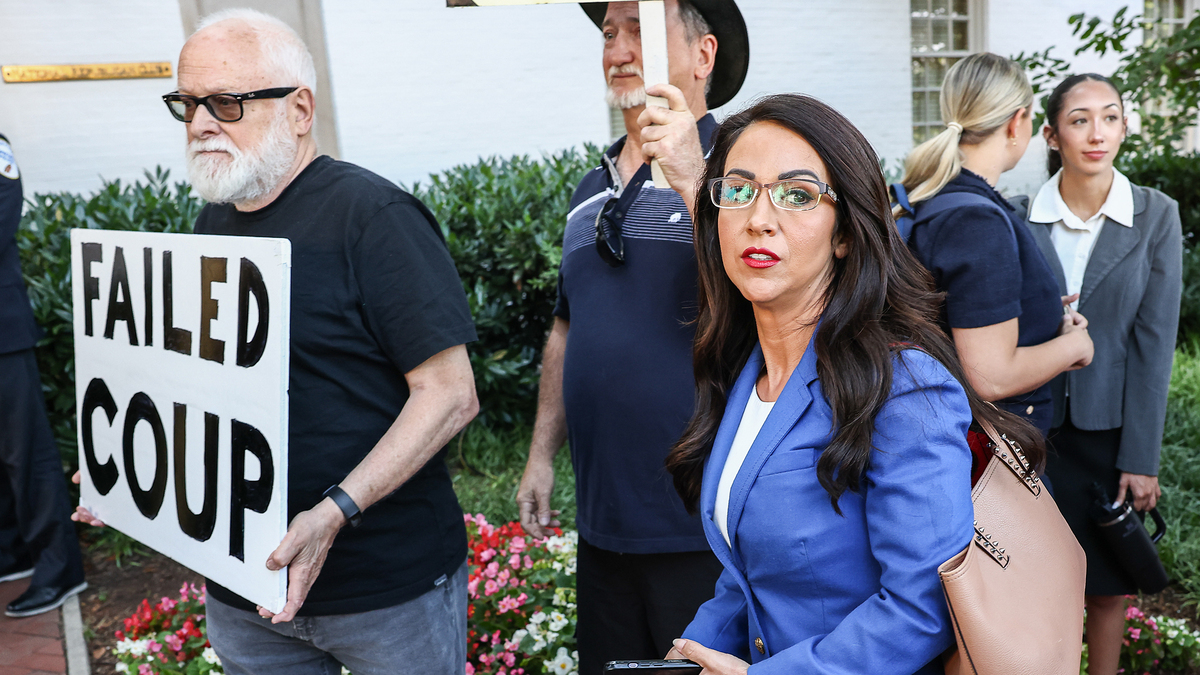 WASHINGTON, DC - JUNE 13: U.S. Rep. Lauren Boebert (R-CO) enters a meeting with former President Donald Trump and the House Republican Conference at the Republican National Committee on June 13, 2024 in Washington, DC.