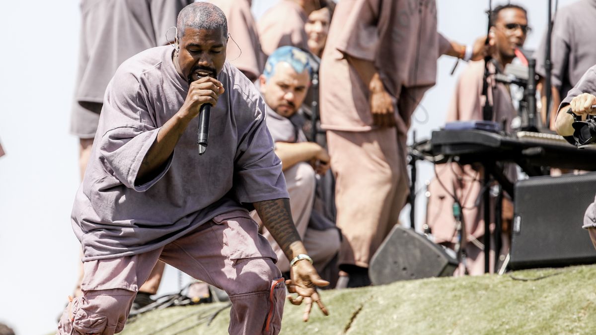 INDIO, CALIFORNIA - APRIL 21: Kanye West performs Sunday Service during the 2019 Coachella Valley Music And Arts Festival on April 21, 2019 in Indio, California. (Photo by Rich Fury/Getty Images for Coachella)