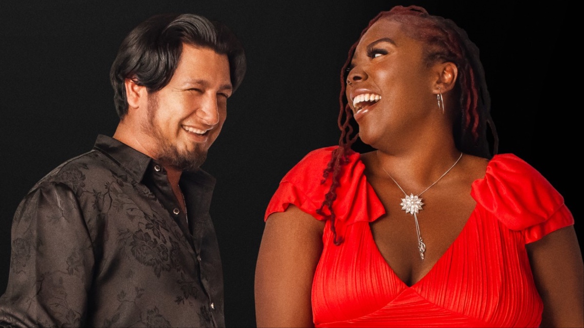 Ashley and Manuel in a promotional pic for 90 Day Fiancé, laughing together