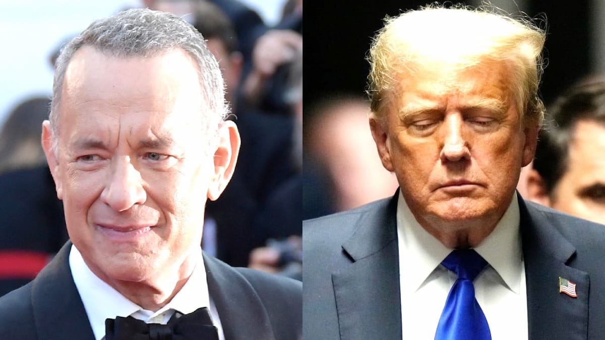 Tom Hanks attends the "Asteroid City" red carpet during the 76th annual Cannes film festival at Palais des Festivals on May 23, 2023 in Cannes, France. NEW YORK, NEW YORK - MAY 30: Former U.S. President Donald Trump leaves Manhattan Criminal Court after being found guilty in his hush money trial on May 30, 2024 in New York City. The former president was found guilty on all 34 felony counts of falsifying business records in the first of his criminal cases to go to trial. Trump has now become the first former U.S. president to be convicted of felony crimes.