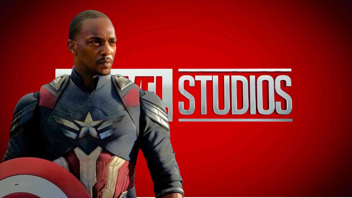 Anthony Mackie as Sam Wilson in Captain America: Brave New World/Marvel Studios logo