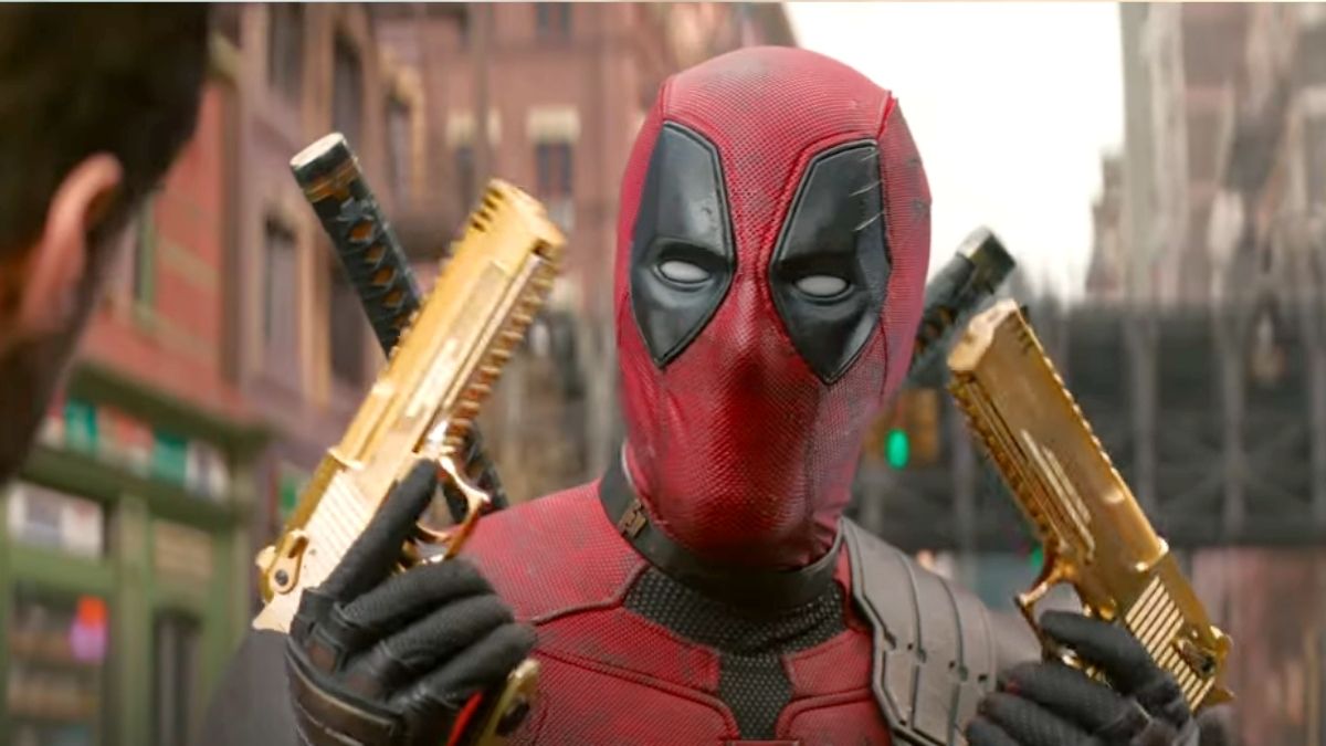 Wade Wilson wields two golden guns in Deadpool & Wolverine