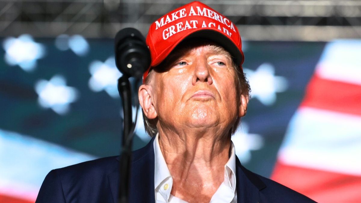 DORAL, FLORIDA - JULY 09: Former U.S. President Donald Trump speaks at a campaign rally at the Trump National Doral Golf Club on July 09, 2024 in Doral, Florida. Trump continues to campaign across the country.