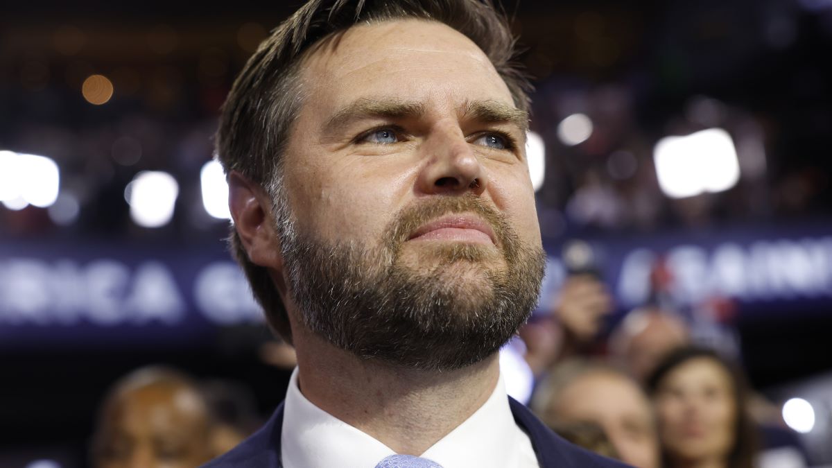 Trump's pick for Vice President, U.S. Sen. J.D. Vance (R-OH) arrives on the first day of the Republican National Convention at the Fiserv Forum on July 15, 2024 in Milwaukee, Wisconsin. Delegates, politicians, and the Republican faithful are in Milwaukee for the annual convention, concluding with former President Donald Trump accepting his party's presidential nomination. The RNC takes place from July 15-18. (Photo by Anna Moneymaker/Getty Images)