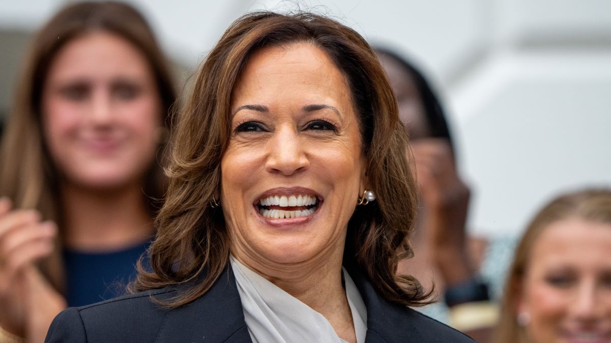 U.S. Vice President Kamala Harris speaks during an NCAA championship teams celebration on the South Lawn of the White House on July 22, 2024 in Washington, DC. U.S. President Joe Biden abandoned his campaign for a second term after weeks of pressure from fellow Democrats to withdraw and just months ahead of the November election, throwing his support behind Harris.