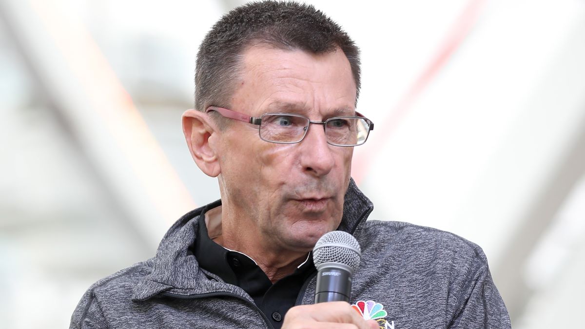 Phil Liggett and Paul Sherwen attend the team presentation for the 13th annual Amgen Tour of California 2018 on May 11, 2018 in Long Beach, California. (Photo by Chris Graythen/Getty Images for AEG)