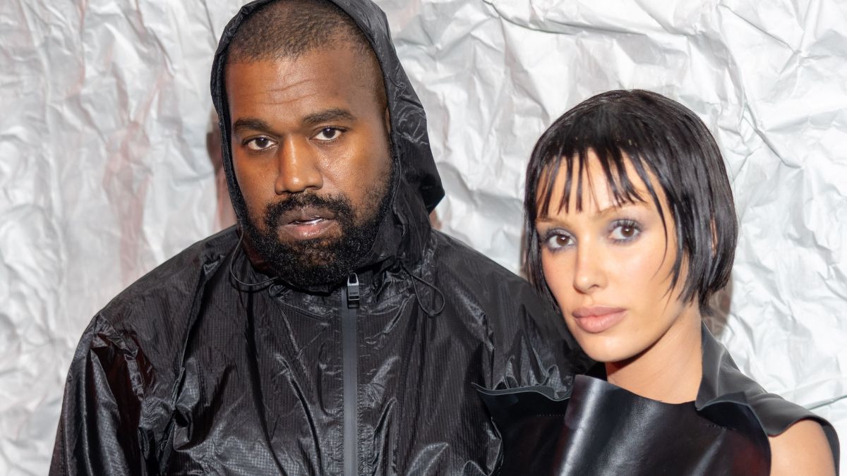 MILAN, ITALY - FEBRUARY 23: Kanye West and Bianca Censori attends the Marni fashion show during the Milan Fashion Week Womenswear Fall/Winter 2024-2025 on February 23, 2024 in Milan, Italy. (Photo by Arnold Jerocki/Getty Images)