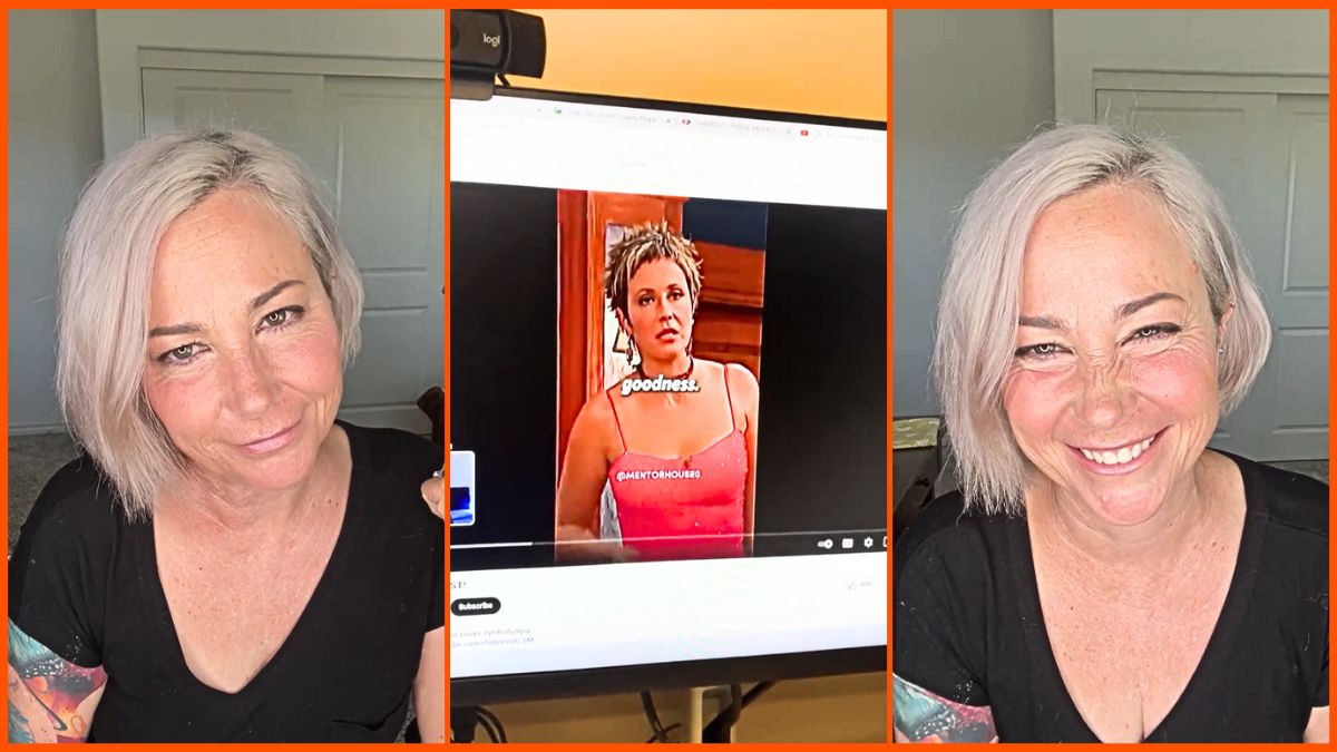 Screengrabs from Kim Rhodes' TikTok video.