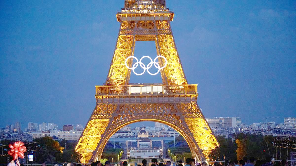 Olympic Rings Illuminated On Eiffel Tower Ahead Of Summer Olympics