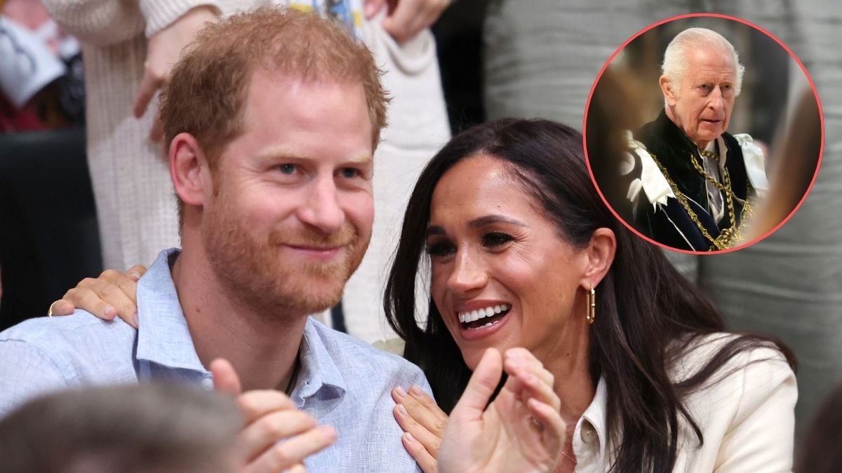 Prince Harry, Duke of Sussex and Meghan, Duchess of Sussex sit with Germany and Poland fans as they attend the sitting volleyball match between Poland and Germany at the Merkur Spiel-Arena during day six of the Invictus Games Düsseldorf 2023 on September 15, 2023 in Duesseldorf, Germany/King Charles III arrives at the Order of the Thistle Service at St Giles' Cathedral in Edinburgh, for the installation to the Order of the Queen, the Duke of Edinburgh, Baroness Black of Strome LT, Baroness Kennedy of The Shaws LT and Sir Geoff Palmer KT, on July 3, 2024 in Edinburgh, Scotland.