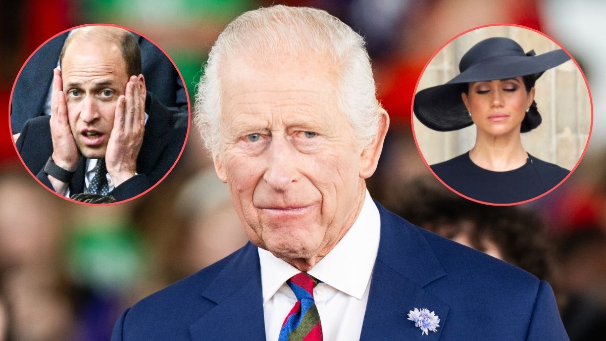 Prince William of Wales in the stands during the UEFA EURO 2024 quarter-final match between England and Switzerland at the Dusseldorf Arena on July 6, 2024 in Dusseldorf, Germany/King Charles III departs the Senedd on July 11, 2024 in Cardiff, Wales. Their Majesties The King and Queen visit the Senedd on the occasion of its twenty-fifth anniversary/Meghan, Duchess of Sussex is seen during The State Funeral Of Queen Elizabeth II at Westminster Abbey on September 19, 2022 in London, England