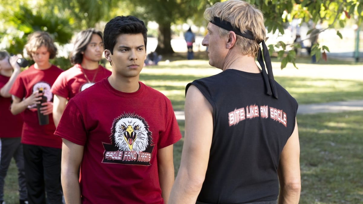 Xolo Maridueña and William Zabka in Cobrai Kai