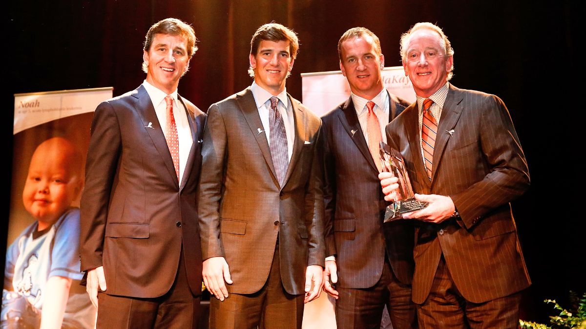 Cooper Manning, Eli Manning, Peyton Manning, and father Archie Manning 