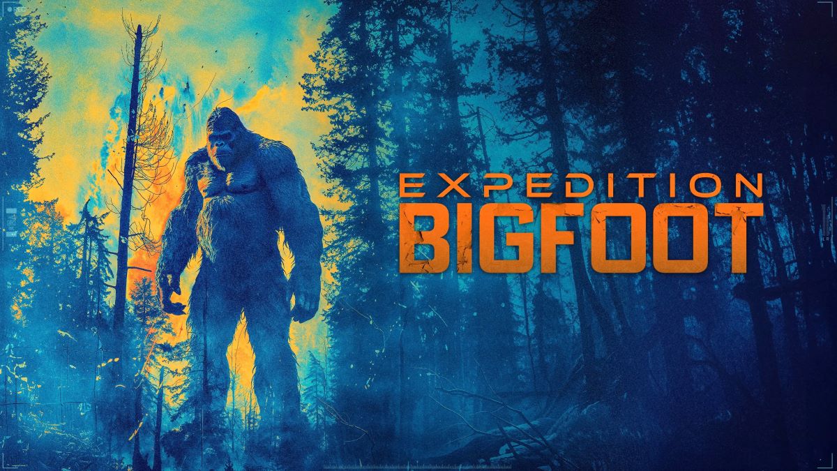 A promotional image for the reality TV show, 'Expedition Bigfoot' featuring the mythical creature beside the title.