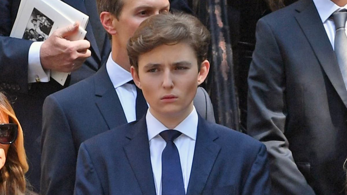 Donald Trump, Melania Trump, Barron Trump, Jared Kushner, Kimberly Guilfoyle, Ivanka Trump, Donald Trump, Jr. and Eric Trump are seen at the funeral of Ivana Trump on July 20, 2022 in New York City. (Photo by GWR/Star Max/GC Images)