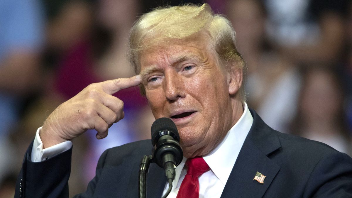 Republican Presidential nominee former President Donald J. Trump holds his first public campaign rally with his running mate, Vice Presidential nominee U.S. Senator J.D. Vance (R-OH) (not pictured), at the Van Andel Arena on July 20, 2024 in Grand Rapids, Michigan. This is also Trump's first public rally since he was shot in the ear during an assassination attempt in Pennsylvania on July 13. Photo by Bill Pugliano/Getty Images)