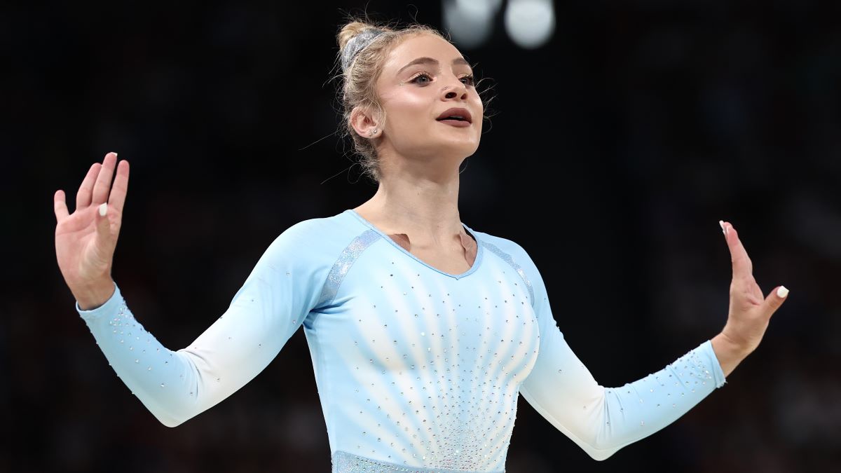 Sabrina Maneca-Voinea of Team Romania competes during the Artistic Gymnastics Women's Balance Beam Final on day ten of the Olympic Games Paris 2024 at Bercy Arena on August 05, 2024 in Paris, France. (Photo by Naomi Baker/Getty Images)