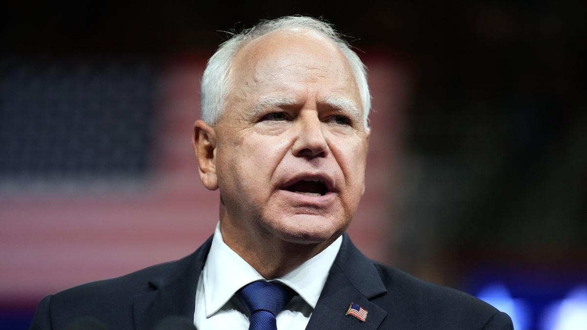 PHILADELPHIA, PENNSYLVANIA - AUGUST 6: Democratic vice presidential candidate Minnesota Gov. Tim Walz speaks during a campaign rally with Democratic presidential candidate, U.S. Vice President Kamala Harris at the Liacouras Center at Temple University on August 6, 2024 in Philadelphia, Pennsylvania. Harris ended weeks of speculation about who her running mate would be, selecting the 60-year-old midwestern governor over other candidates. (Photo by Andrew Harnik/Getty Images)