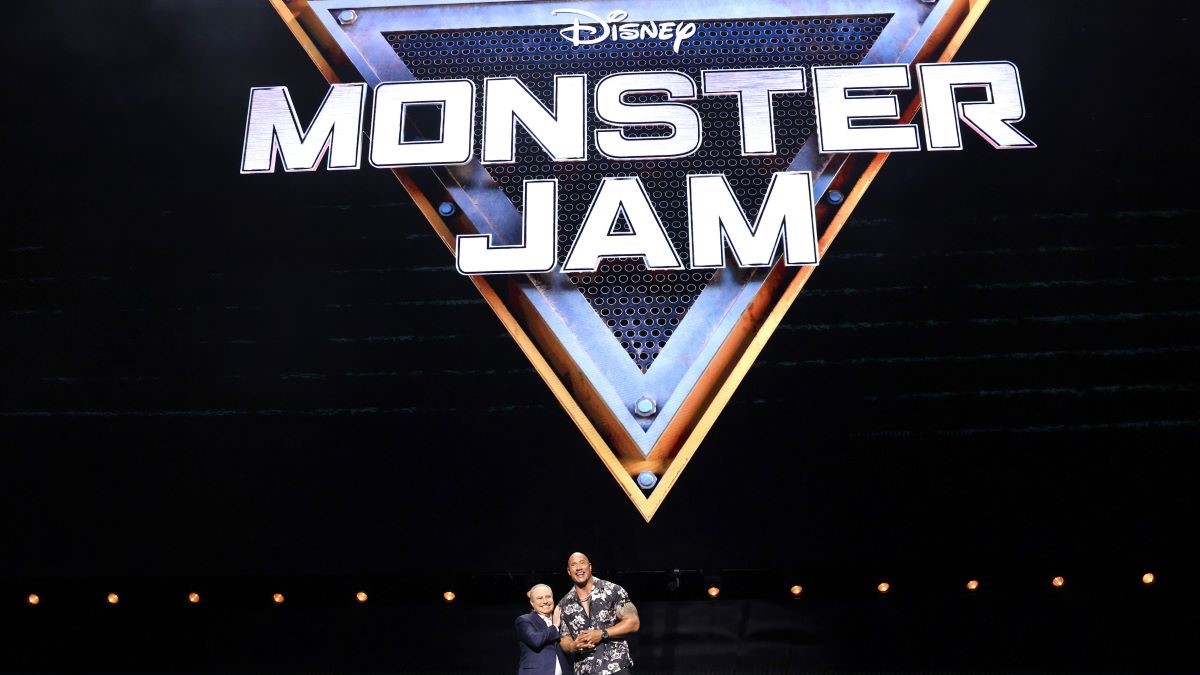 ANAHEIM, CALIFORNIA - AUGUST 09: (L-R) Alan Bergman, Co-Chairman, Disney Entertainment and Dwayne Johnson appear at the Disney Entertainment Showcase at D23: The Ultimate Disney Fan Event in Anaheim, California on August 09, 2024. (Photo by Jesse Grant/Getty Images for Disney)