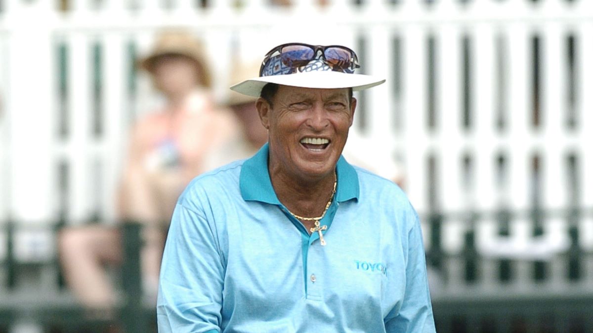 Chi Chi Rodriguez competes in the first round of the Liberty Mutual Legends of Golf tournament, Friday, April 23, 2004 in Savannah, Georgia. (Photo by A. Messerschmidt/Getty Images)