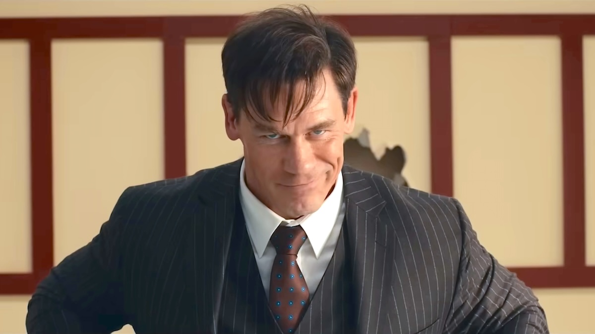 John Cena grinning in Jackpot on Prime Video