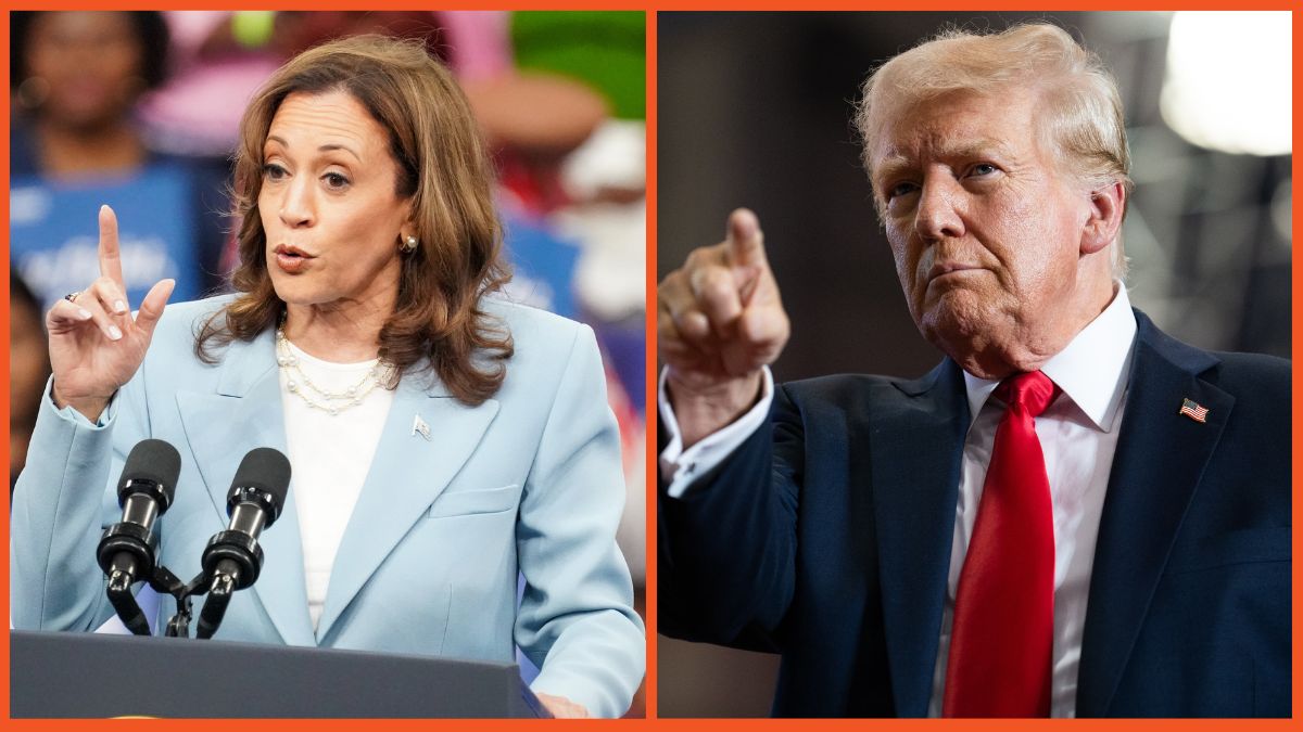 Kamala Harris side-by-side with Donald Trump