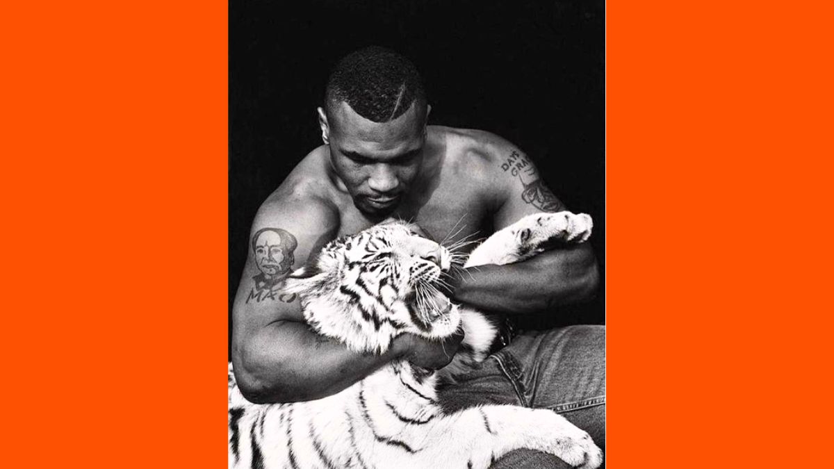 Mike Tyson with his pet tiger. 