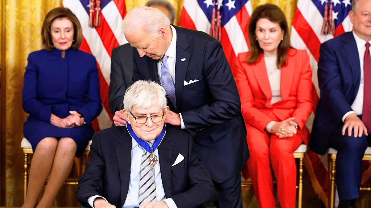 U.S. President Joe Biden awards the Medal of Freedom to Daytime television pioneer Phil Donahue during a ceremony in the East Room of the White House on May 3, 2024 in Washington, DC. President Biden awarded the Presidential Medal of Freedom, the Nation’s highest civilian honor, to 19 individuals including political leaders, civil rights icons and other influential cultural icons.