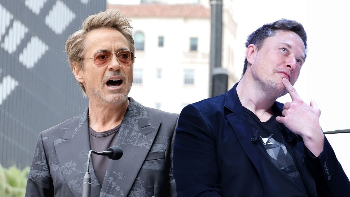 Robert Downey Jr. speaks during the Hollywood Walk of Fame Star Ceremony honoring Chris Hemsworth on May 23, 2024 in Hollywood, California/Elon Musk attends 'Exploring the New Frontiers of Innovation: Mark Read in Conversation with Elon Musk' session during the Cannes Lions International Festival Of Creativity 2024 - Day Three on June 19, 2024 in Cannes, France.