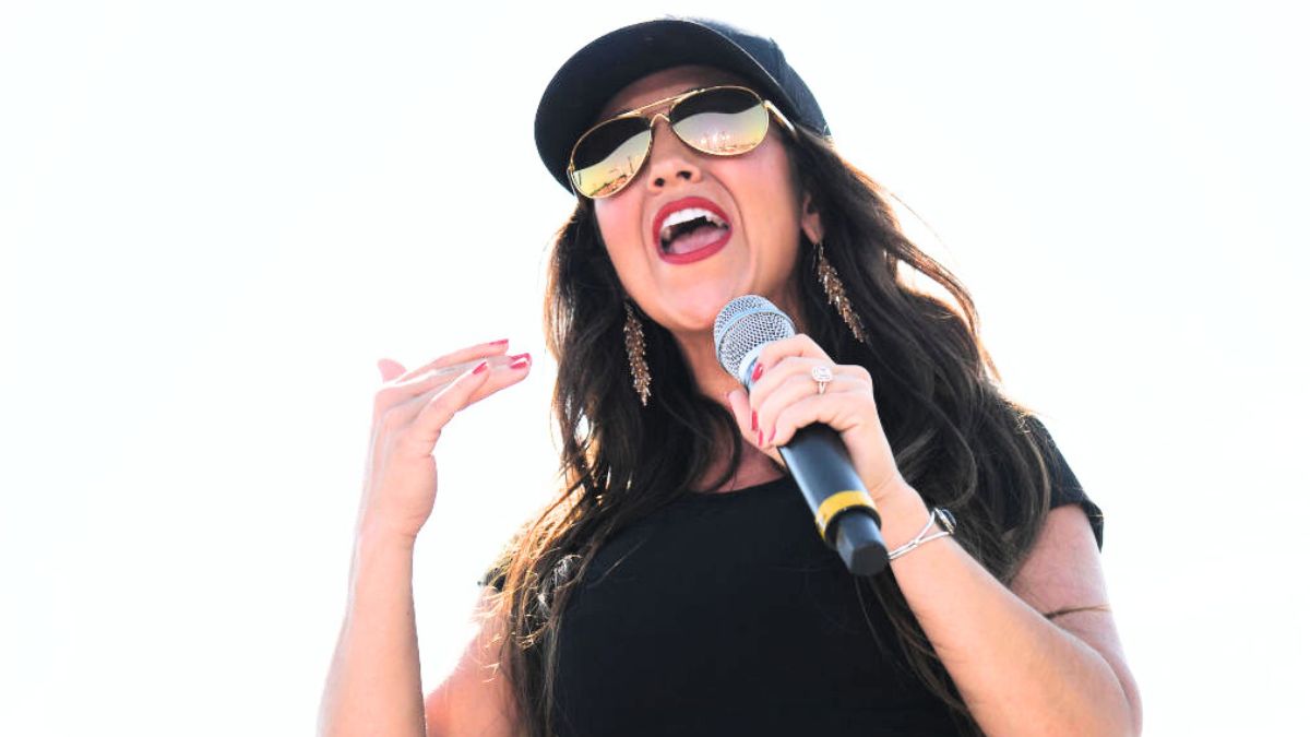 MENDON, IL - JUNE 25: Rep. Lauren Boebert (R-CO) gives remarks during a Save America Rally with former US President Donald Trump at the Adams County Fairgrounds on June 25, 2022 in Mendon, Illinois. Trump will be stumping for Rep. Mary Miller in an Illinois congressional primary and it will be Trump's first rally since the United States Supreme Court struck down Roe v. Wade on Friday. (Photo by Michael B. Thomas/Getty Images)