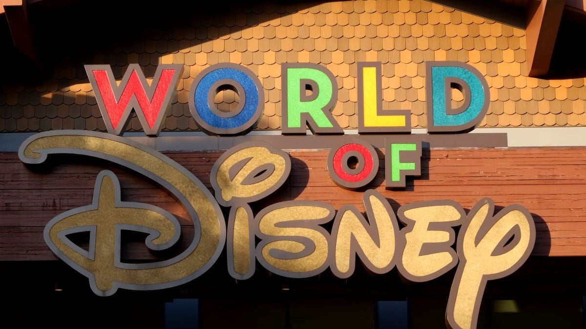 ORLANDO, FL - JUNE 1: The corporate for World of Disney is displayed at their store at Disney Springs at Walt Disney World on June 1, 2024, in Orlando, Florida.