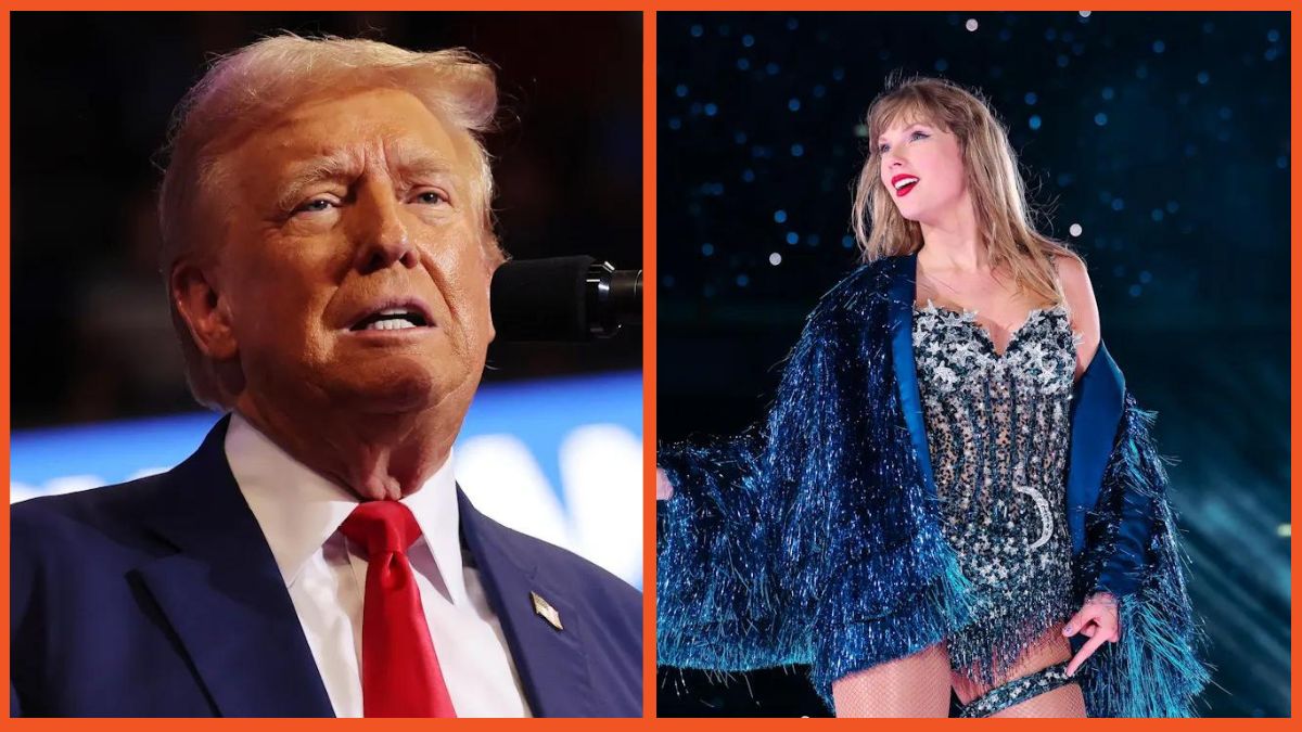 Split image of Donald Trump and Taylor Swift