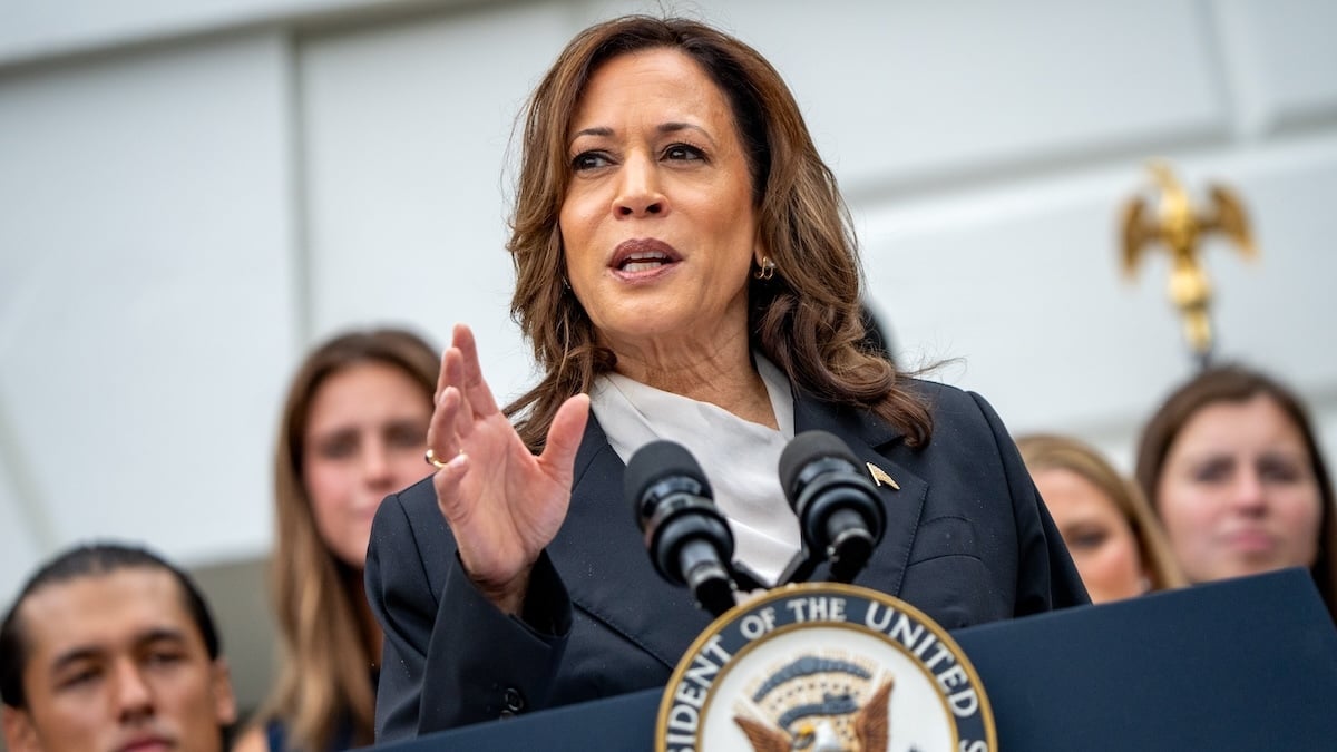 Kamala Harris speaking at an event