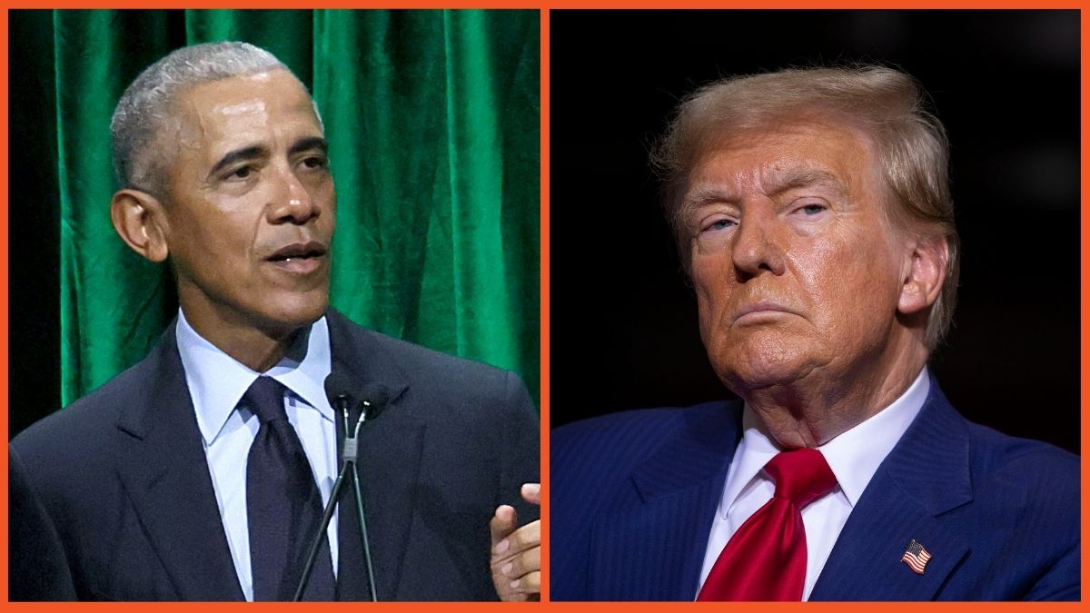 Barack Obama speaks onstage during the 2022 Sandy Hook Promise Benefit and Donald Trump speaks about the economy, inflation, and manufacturing during a campaign event at Alro Steel