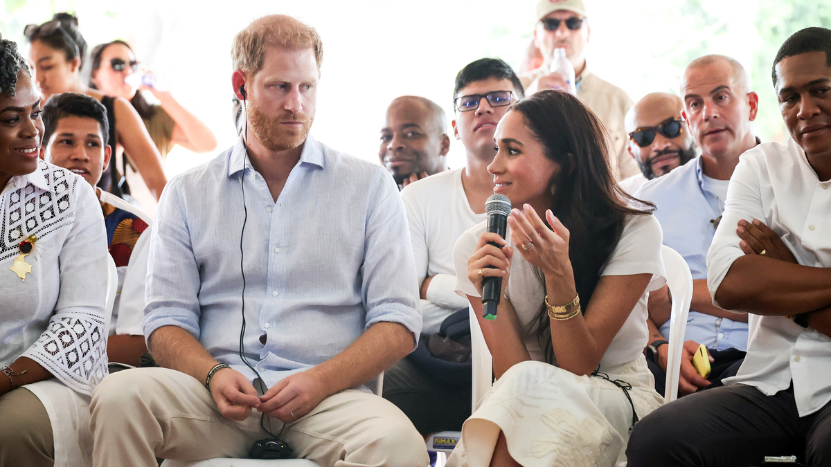 CALI, COLOMBIA - AUGUST 18: Prince Harry, Duke of Sussex and Meghan, Duchess of Sussex seen at the Unidad Recreativa El Vallado on August 18, 2024 in Cali, Colombia.