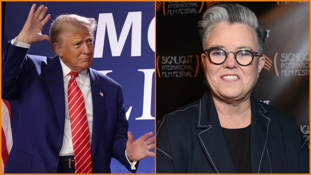 Split image of Donald Trump and Rosie O'Donnell